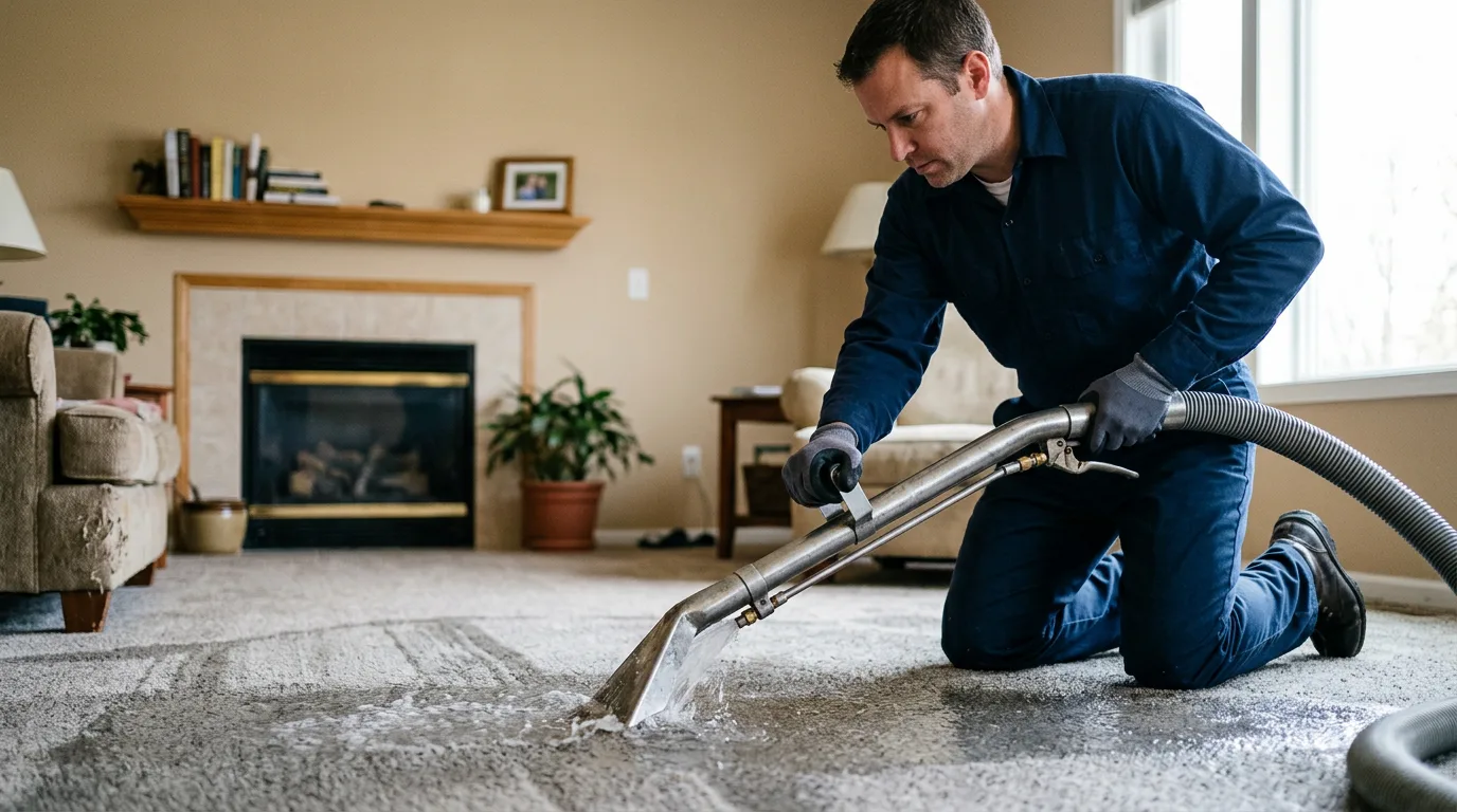 Water damage restoration technician working near Pound, WI